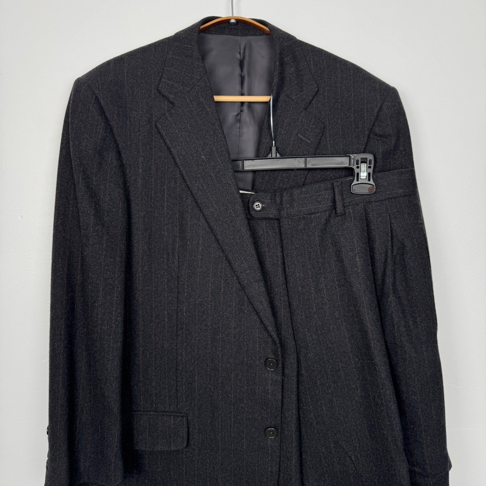 Ermenegildo Zegna Mens Charcoal Gray Pinstripe Thick Wool 2 Button Suit 44R